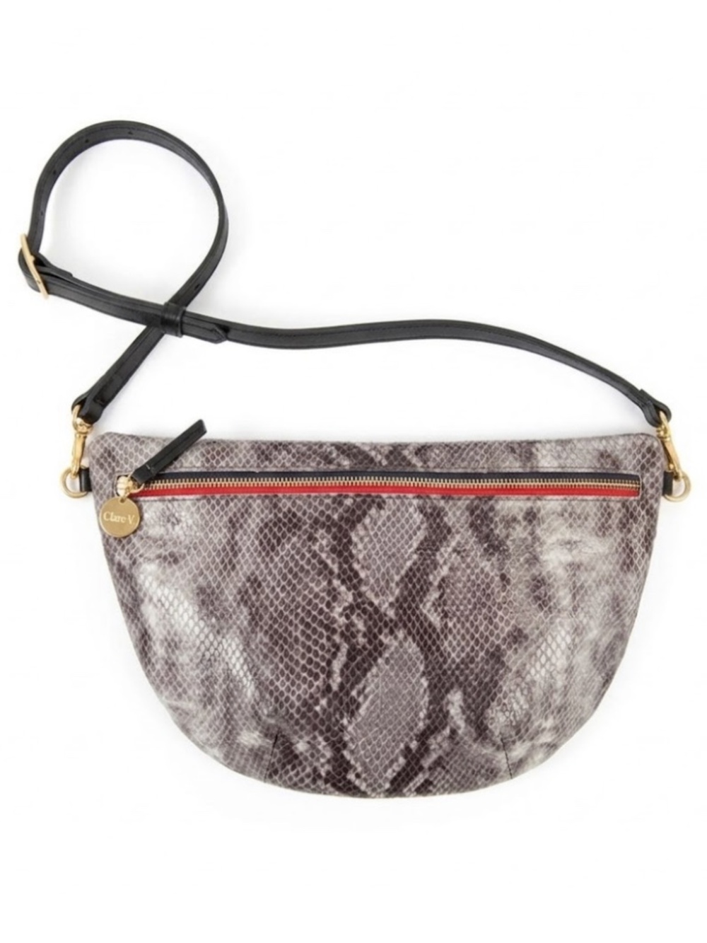Clare V. Grande Fanny Pack in Python Snake